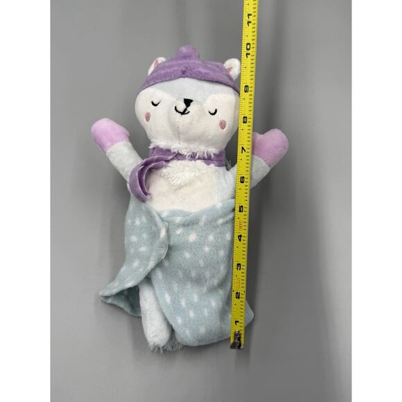 Plush Fox Blue Blanket Swaddle 10" Stuffed Animal Toy Lovey RMS International - Picture 3 of 7